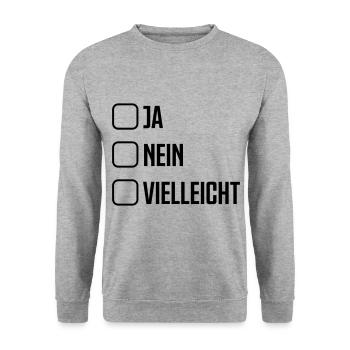 ja nein vielleicht - Unisex Pullover - Weißgrau meliert - Vorne - Alina (178cm) & Michal (187cm)