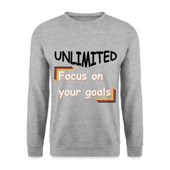 focus on your goals - Unisex Sweatshirt - salt & pepper - Front - Alina (178cm) & Michal (187cm)