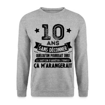10 ans anniversaire 10 anniversaire cadeau 10 ans - Sweat-shirt Unisexe - gris chiné - Devant - Alina (178cm) & Michal (187cm)