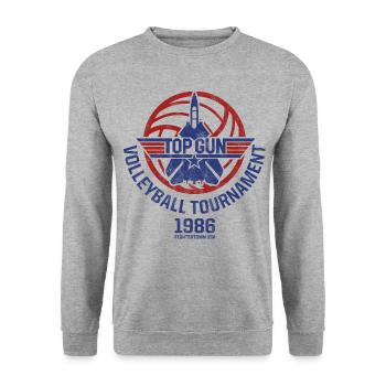 Top Gun Volleyball Tournament 1986 Jet Logo - Unisex Sweatshirt - salt & pepper - Front - Alina (178cm) & Michal (187cm)