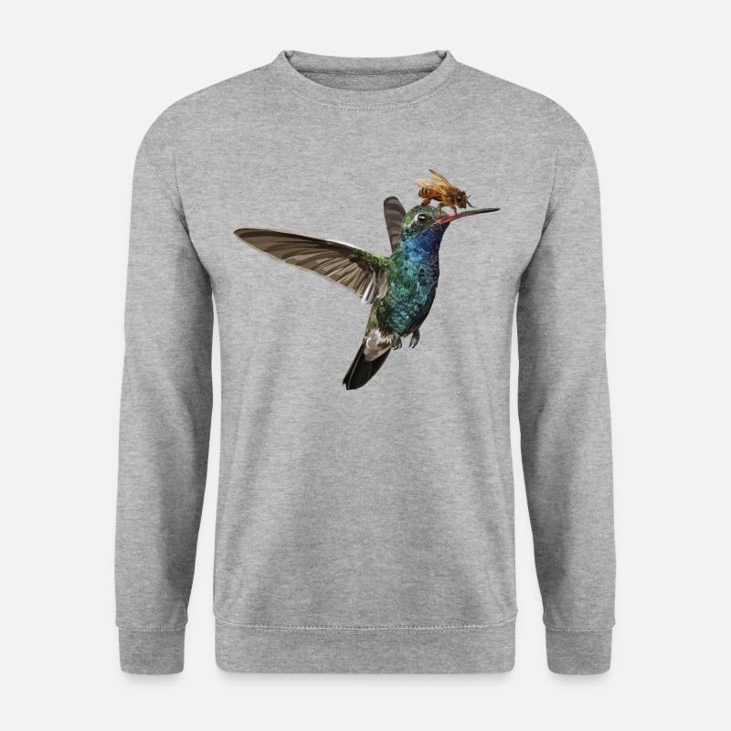 Colibri und Biene - Unisex Pullover - Weißgrau meliert