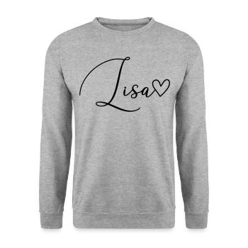 Lisa Nom de famille Prénom Fille - Sweat-shirt Unisexe - gris chiné - Devant - Alina (178cm) & Michal (187cm)