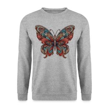 Majestic Butterfly - Unisex Pullover - Weißgrau meliert - Vorne - Alina (178cm) & Michal (187cm)