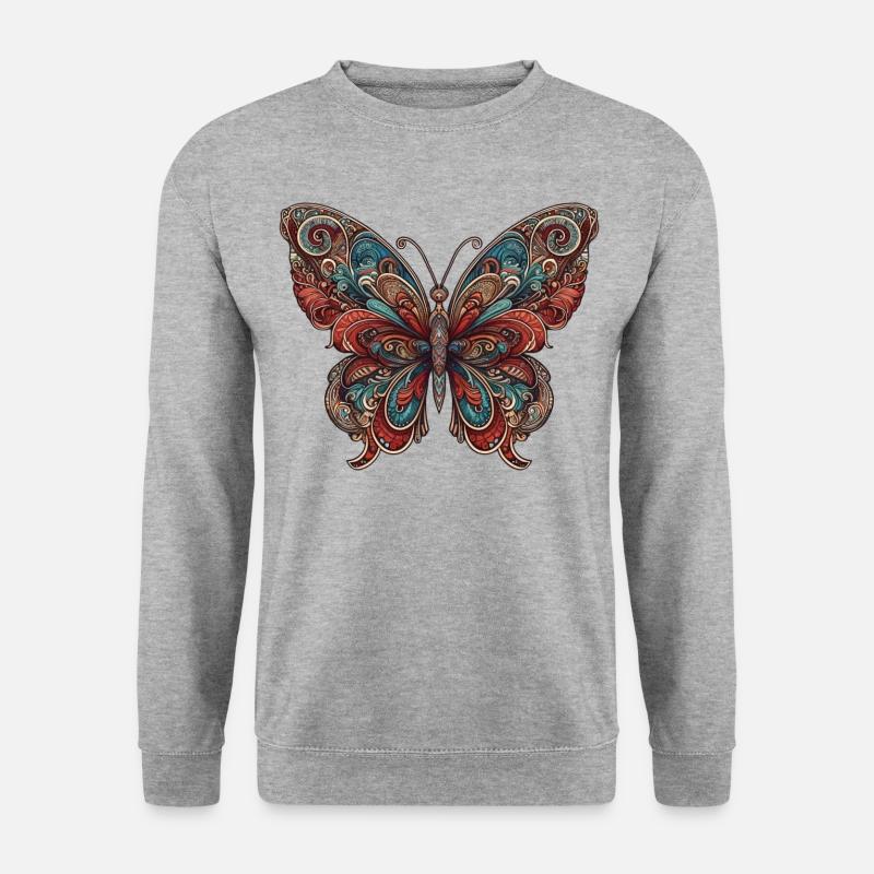 Majestic Butterfly - Unisex Pullover - Weißgrau meliert