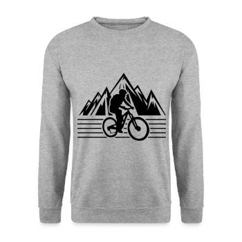 Mountainbike montagne silhouette symbole - Sweat-shirt Unisexe - gris chiné - Devant - Alina (178cm) & Michal (187cm)