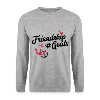 Friendship Goals Freundschaft - Unisex Pullover - Weißgrau meliert - Vorne - Alina (178cm) & Michal (187cm)