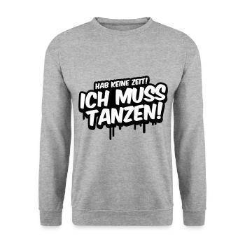 Hab keine Zeit ich muss Tanzen party - Unisex Pullover - Weißgrau meliert - Vorne - Alina (178cm) & Michal (187cm)