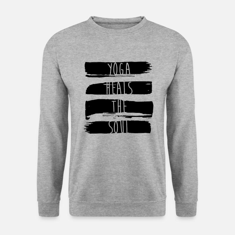 Yoga heals the soul - Unisex Pullover - Weißgrau meliert