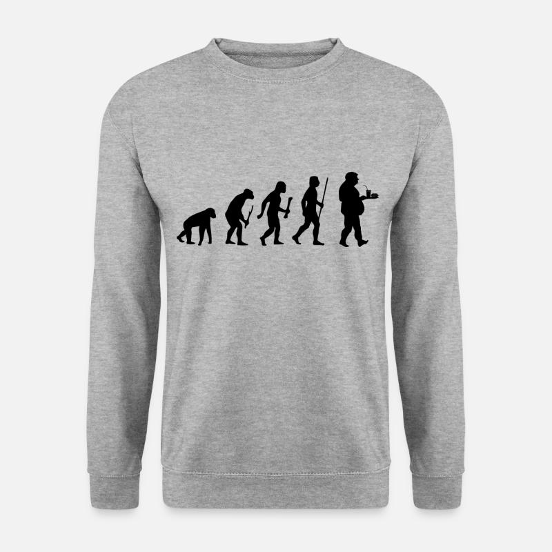 Evolution Fettsack Fast Food - Unisex Pullover - Weißgrau meliert