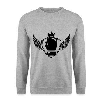 boxing boxing glove crest logo - Unisex Sweatshirt - salt & pepper - Front - Alina (178cm) & Michal (187cm)