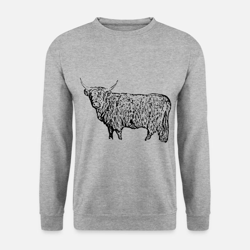 Schottisches Hochlandrind - Unisex Pullover - Weißgrau meliert