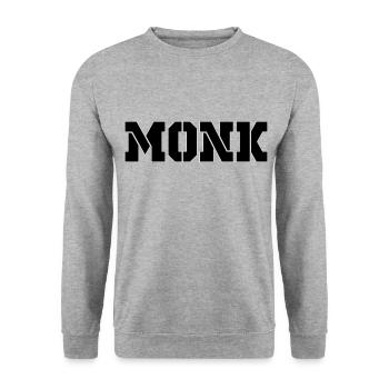 MONK black - Unisex Pullover - Weißgrau meliert - Vorne - Alina (178cm) & Michal (187cm)