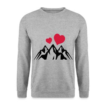 Berge herz symbol mountains - Unisex Pullover - Weißgrau meliert - Vorne - Alina (178cm) & Michal (187cm)