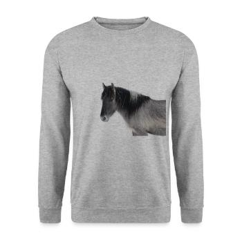 Pferde T-shirt Geschenk Reiter  - Unisex Pullover - Weißgrau meliert - Vorne - Alina (178cm) & Michal (187cm)