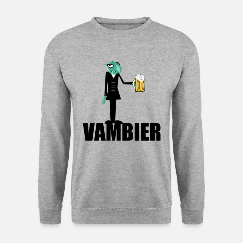 Vambier Vampir Bierflasche Geschenkidee - Unisex Pullover - Weißgrau meliert