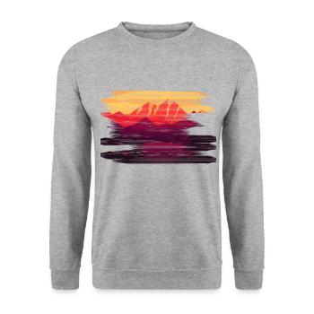 Landscape mountains painting gift idea - Unisex Sweatshirt - salt & pepper - Front - Alina (178cm) & Michal (187cm)