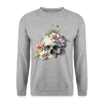 Skull with colorful flowers - Unisex Sweatshirt - salt & pepper - Front - Alina (178cm) & Michal (187cm)