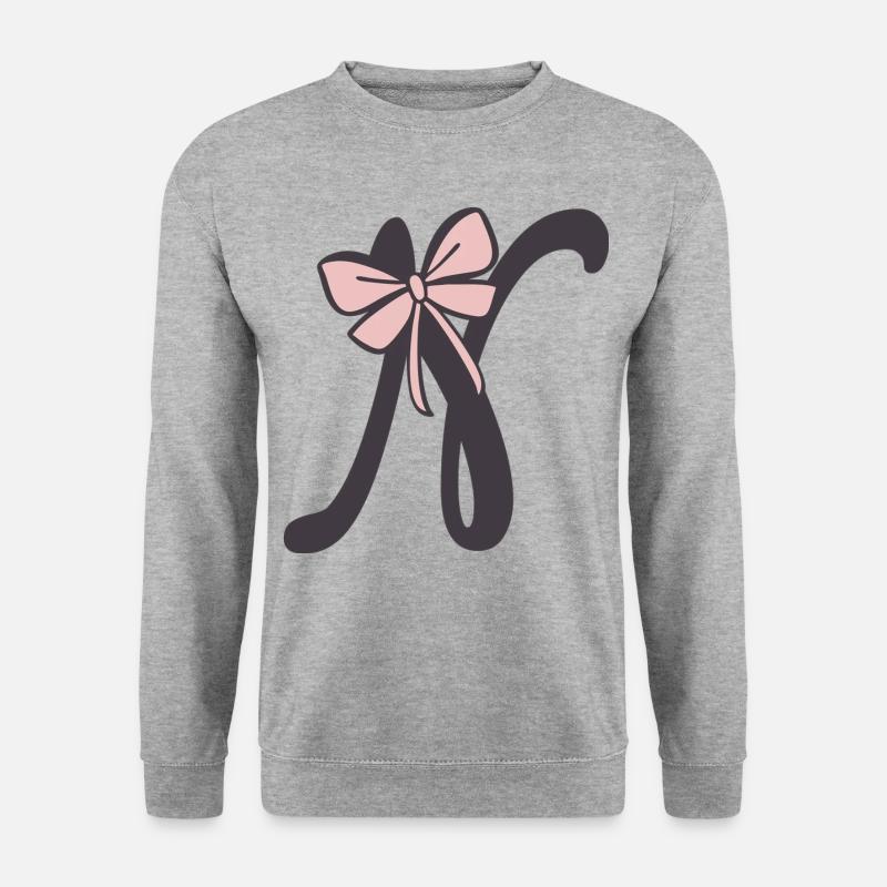 Anfangsbuchstabe N Schleifchen - Unisex Pullover - Weißgrau meliert