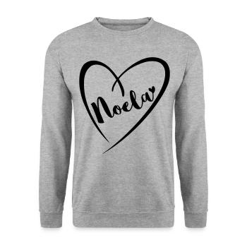 Noela surname first name in heart frame - Unisex Sweatshirt - salt & pepper - Front - Alina (178cm) & Michal (187cm)