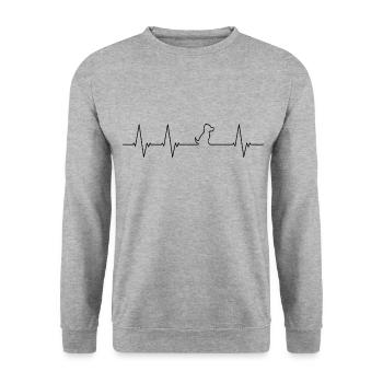 Heartbeat for dogs and puppies (white) - Unisex Sweatshirt - salt & pepper - Front - Alina (178cm) & Michal (187cm)