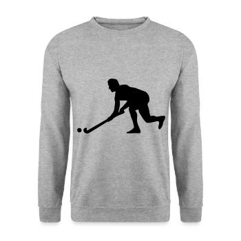 feldhockey spieler silhouette - Unisex Pullover - Weißgrau meliert - Vorne - Alina (178cm) & Michal (187cm)