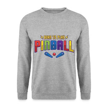 Né pour jouer au flipper / Flipper, flipper - Sweat-shirt Unisexe - gris chiné - Devant - Alina (178cm) & Michal (187cm)