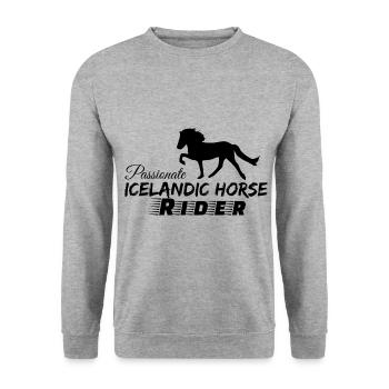 T-shirt islandais cavalier islandais cheval islandais - Sweat-shirt Unisexe - gris chiné - Devant - Alina (178cm) & Michal (187cm)