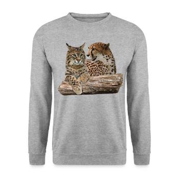 Lynx et guépard - Sweat-shirt Unisexe - gris chiné - Devant - Alina (178cm) & Michal (187cm)