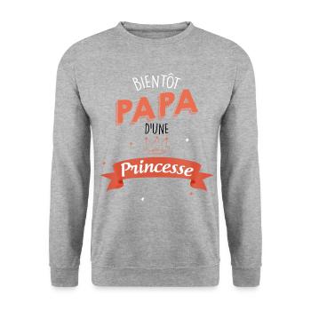 Bientôt papa d'une princesse - Sweat-shirt Unisexe - gris chiné - Devant - Alina (178cm) & Michal (187cm)