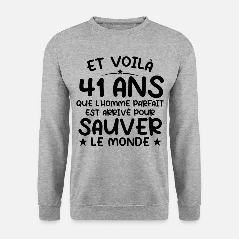 41 Jahre altes Geburtstagsgeschenk 41 Jahre alte Männer - Unisex Pullover - Weißgrau meliert