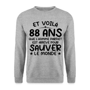 88 Years Anniversary Gift 88 Years Men - Unisex Sweatshirt - salt & pepper - Front - Alina (178cm) & Michal (187cm)