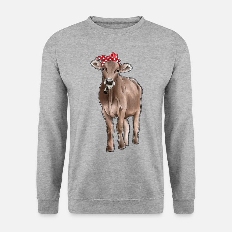 Kuh Rot Bandana - Unisex Pullover - Weißgrau meliert