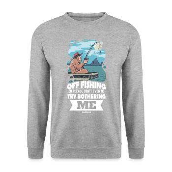 Angler Fischer Angeln Fischen Angelrute Geschenk - Unisex Pullover - Weißgrau meliert - Vorne - Alina (178cm) & Michal (187cm)