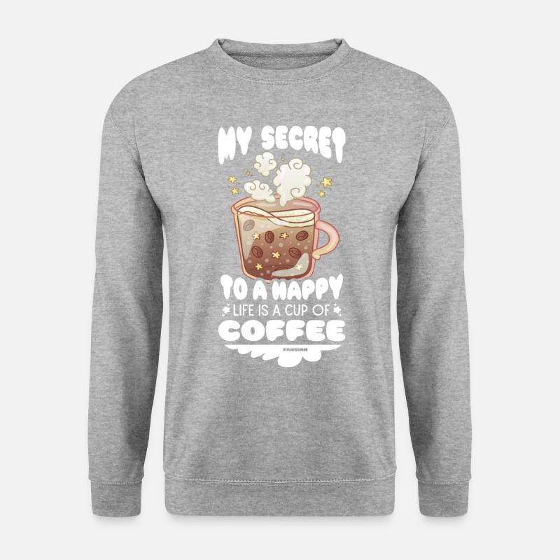 Kaffee - Unisex Pullover - Weißgrau meliert