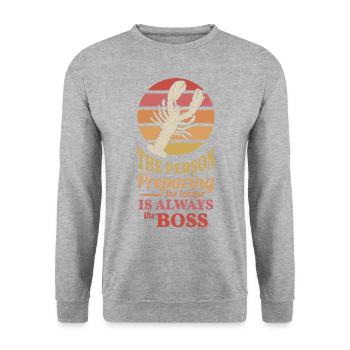 j'aime le homard - Sweat-shirt Unisexe - gris chiné - Devant - Alina (178cm) & Michal (187cm)