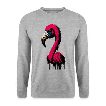 Flamingo Pink Abstrakt - Unisex Pullover - Weißgrau meliert - Vorne - Alina (178cm) & Michal (187cm)