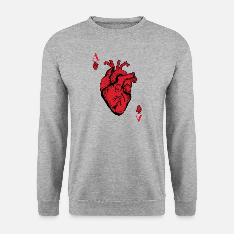 Herz-Ass - Unisex Pullover - Weißgrau meliert