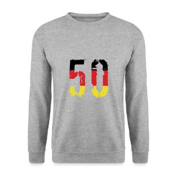 50 Number Germany Jersey - Unisex Sweatshirt - salt & pepper - Front - Alina (178cm) & Michal (187cm)