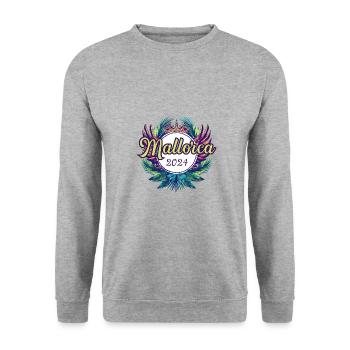 Mallorca 2024 Bunt - Unisex Pullover - Weißgrau meliert - Vorne - Alina (178cm) & Michal (187cm)