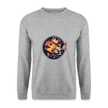 Piranha Fische Bier Comic - Unisex Pullover - Weißgrau meliert - Vorne - Alina (178cm) & Michal (187cm)