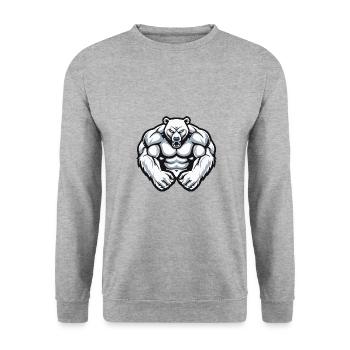 Polar Bear Muscles Bodybuilding Polar Bear - Unisex Sweatshirt - salt & pepper - Front - Alina (178cm) & Michal (187cm)