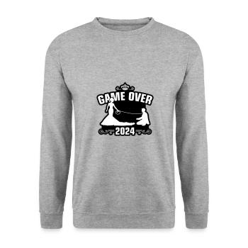 Game Over 2024 Hochzeit - Unisex Pullover - Weißgrau meliert - Vorne - Alina (178cm) & Michal (187cm)