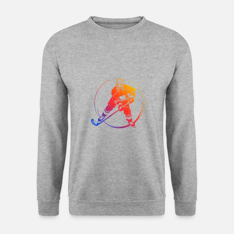 Hockey Spieler Bunt - Unisex Pullover - Weißgrau meliert