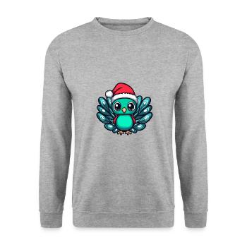 Peacock Bird Christmas Christmas - Unisex Sweatshirt - salt & pepper - Front - Alina (178cm) & Michal (187cm)