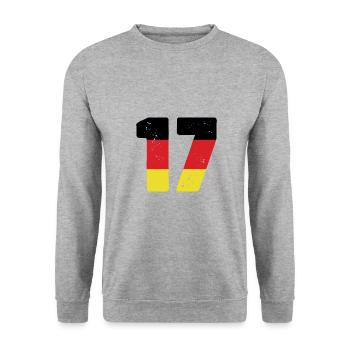 17 Number Jersey Germany - Unisex Sweatshirt - salt & pepper - Front - Alina (178cm) & Michal (187cm)