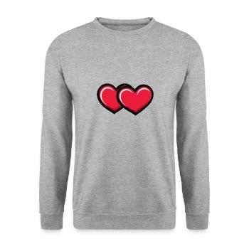 Herzen Liebe Symbol - Unisex Pullover - Weißgrau meliert - Vorne - Alina (178cm) & Michal (187cm)