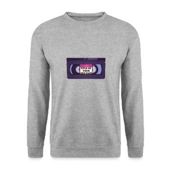 Titre de votre sextape drôle de conception de cassette VHS - Sweat-shirt Unisexe - gris chiné - Devant - Alina (178cm) & Michal (187cm)