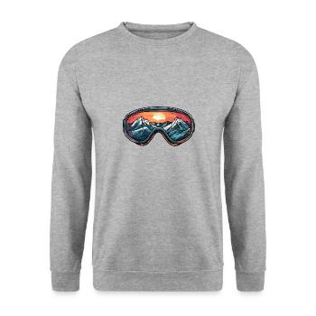 Ski Goggles Mountains Ski - Unisex Sweatshirt - salt & pepper - Front - Alina (178cm) & Michal (187cm)