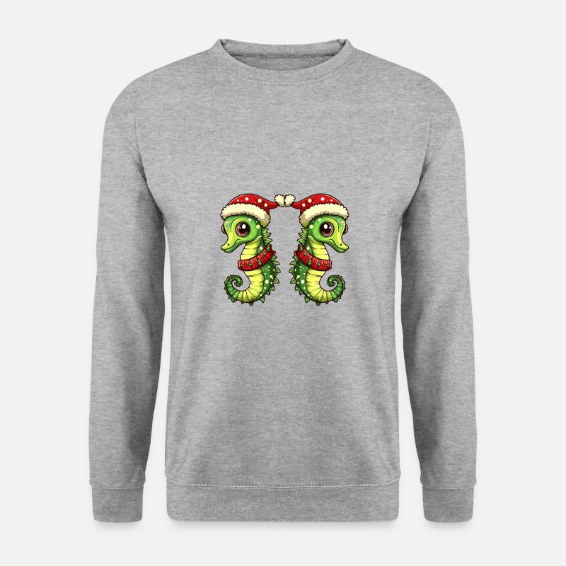 Seepferd Weihnachten Team - Unisex Pullover - Weißgrau meliert
