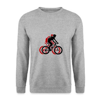 Mountainbike Fahrrad Mann Symbol - Unisex Pullover - Weißgrau meliert - Vorne - Alina (178cm) & Michal (187cm)